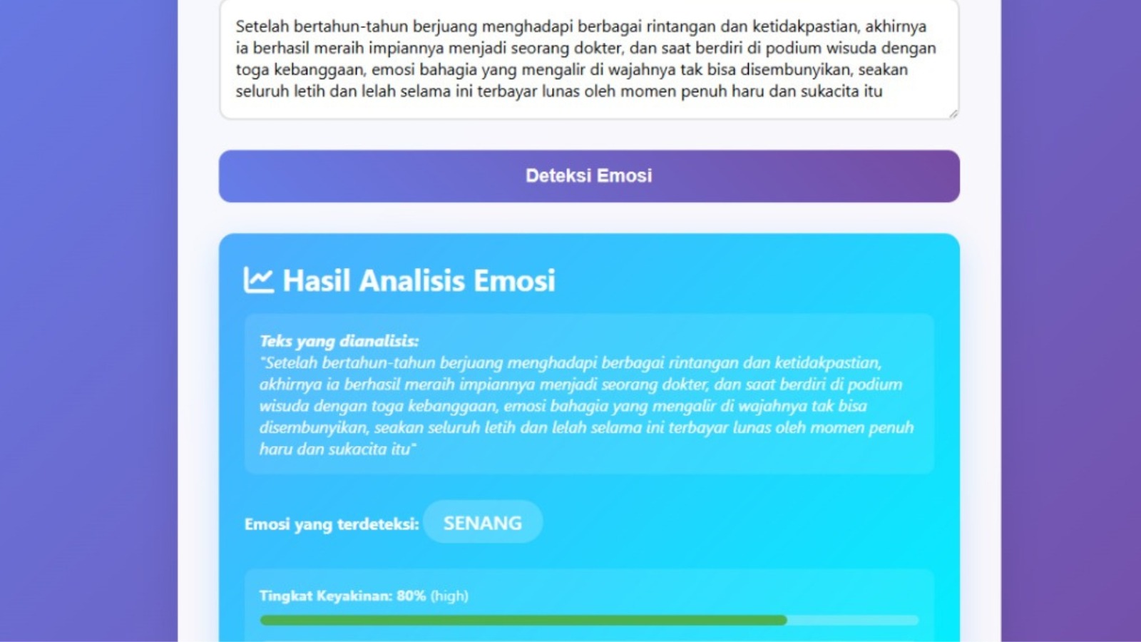 Text Emotion Recognition preview showing emotion analysis interface